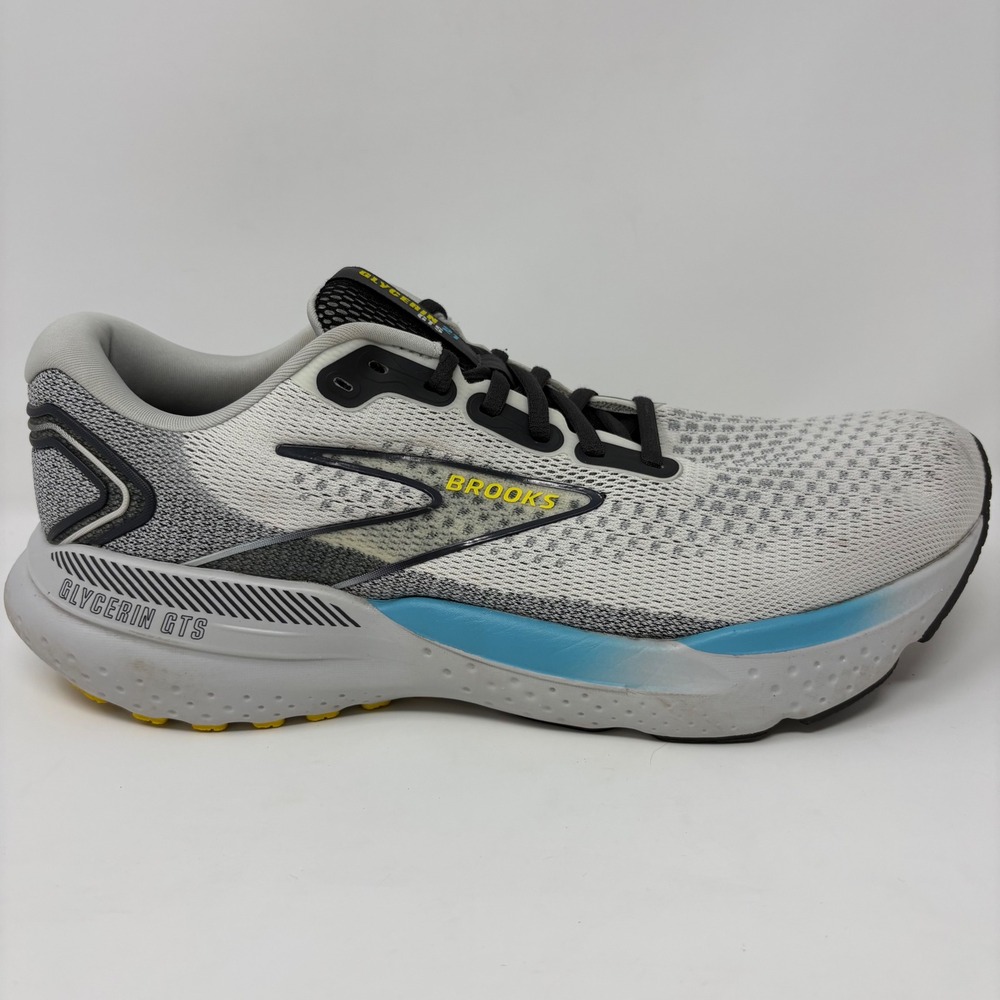 Brooks Glycerin GTS 21 Mens Size 10.5 White Grey Blue Athletic Running Shoes